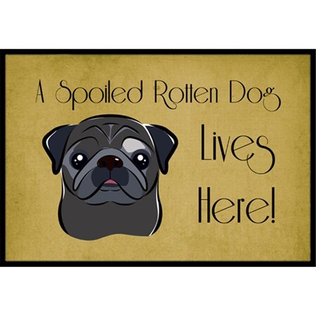 Carolines Treasures Black Pug Spoiled Dog Lives Here Indoor and Outdoor Mat- 24 x 36 in. BB1511JMAT